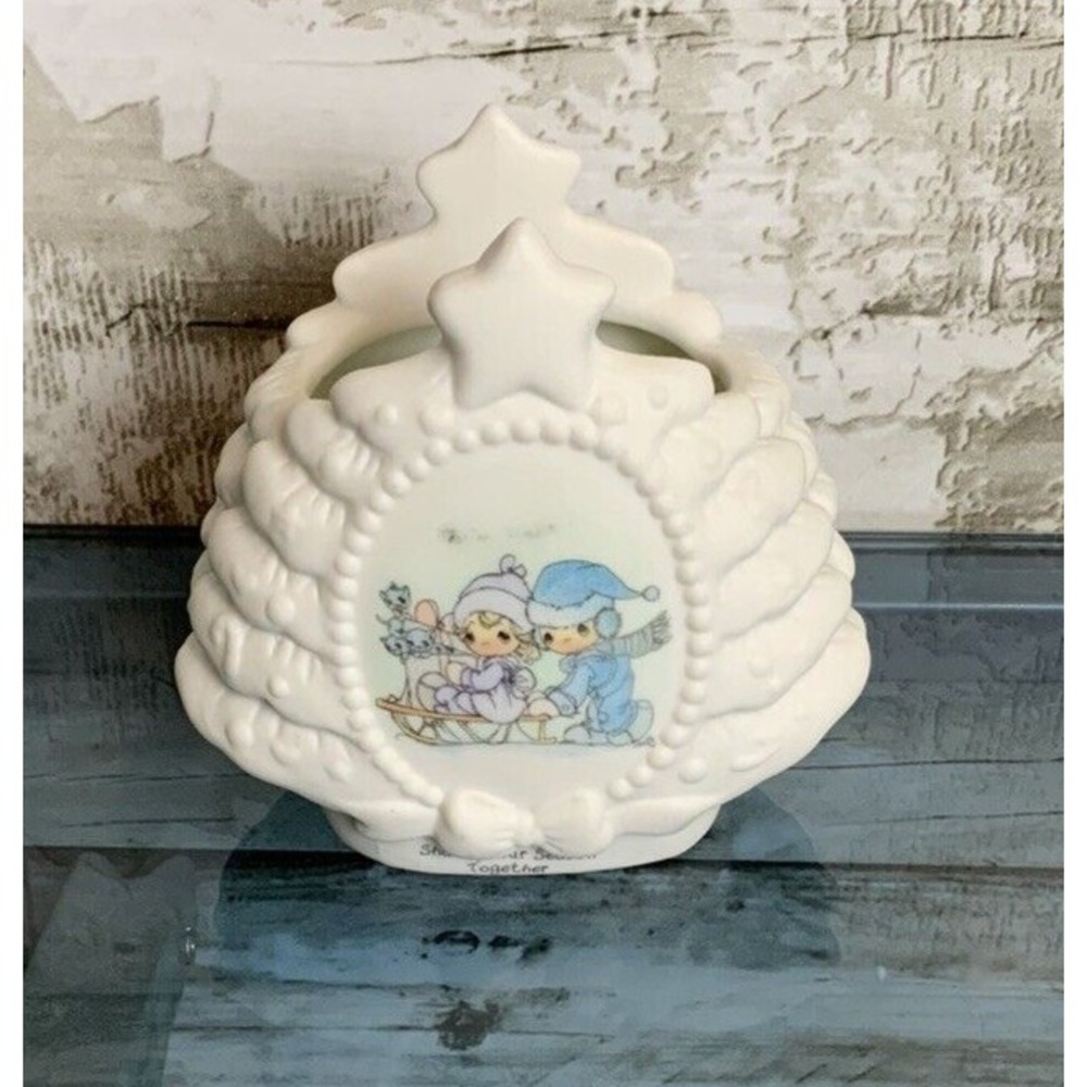 Precious Moments "Sharing our Season Together" Christmas Tree Shaped Candle 1995